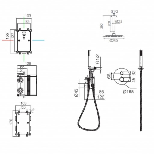 Grifo de ducha empotrado termostático TIVOLI negro mate de IMEX [2]