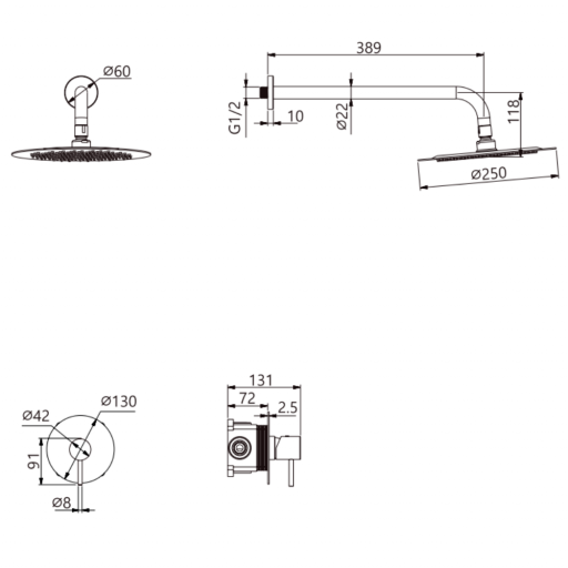 Grifo de ducha empotrado monomando MONZA cromo de IMEX [2]
