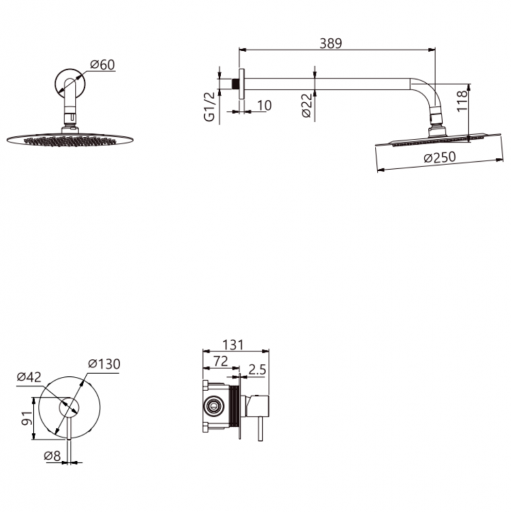 Grifo de ducha empotrado monomando MONZA negro mate de IMEX [1]
