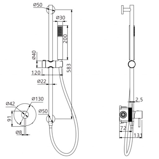 Grifo de ducha empotrado monomando MONZA black gun metal de IMEX [1]