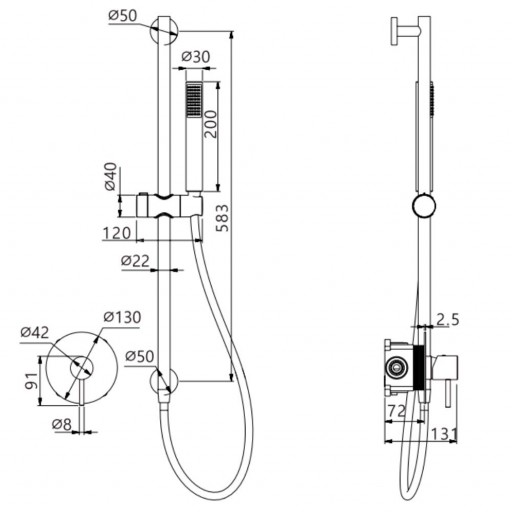 Grifo de ducha empotrado monomando MONZA oro cepillado de IMEX [1]