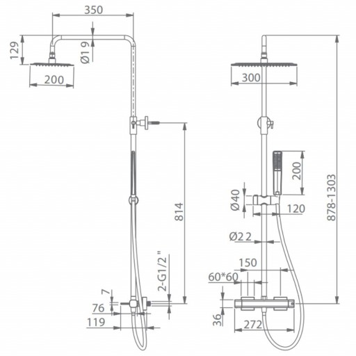 Grifo de ducha monomando TOSCANA oro cepillado de IMEX [1]