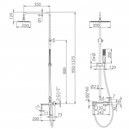 Grifo de ducha monomando TOSCANA oro cepillado de IMEX [1]