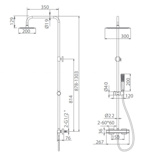 Grifo de ducha termostático TOSCANA black gun metal de IMEX [1]