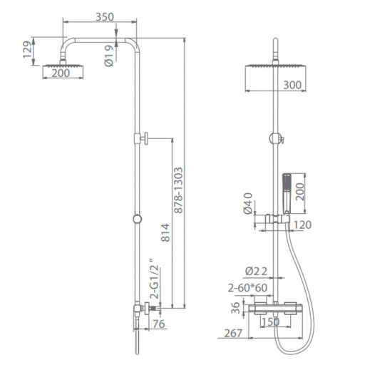 Grifo de ducha termostático TOSCANA oro cepillado de IMEX [1]