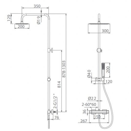 Grifo de ducha termostático TOSCANA oro rosa cepillado de IMEX [1]