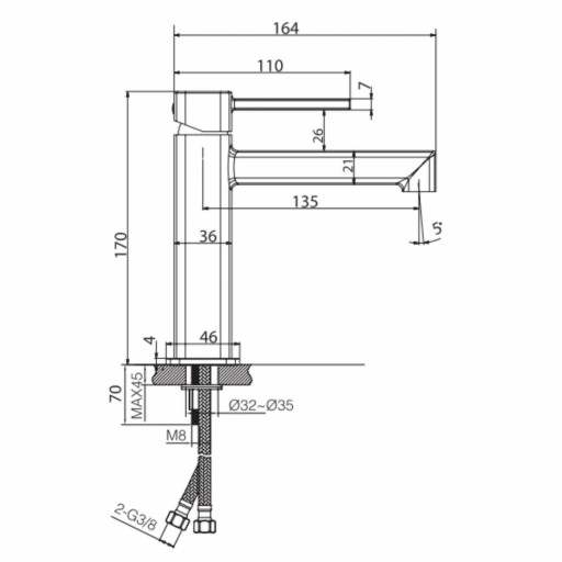 Grifo de lavabo monomando Toscana negro mate de Imex [1]