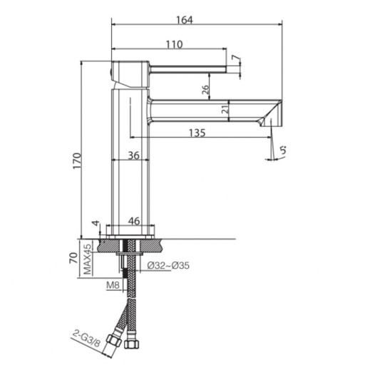 Grifo de lavabo monomando Toscana niquel cepillado de Imex [1]