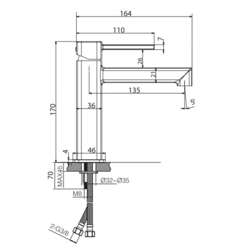 Grifo de lavabo monomando Toscana oro cepillado de Imex [1]
