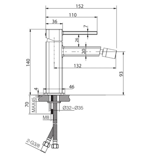Grifo de bidet monomando Toscana cromo de Imex [1]