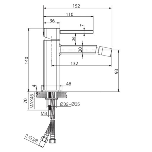 Grifo de bidet monomando Toscana oro cepillado de Imex [1]