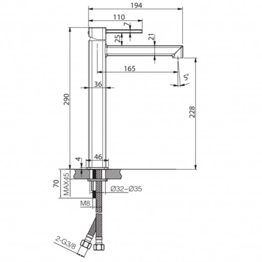 Grifo de lavabo alto monomando Toscana cromo de Imex [3]