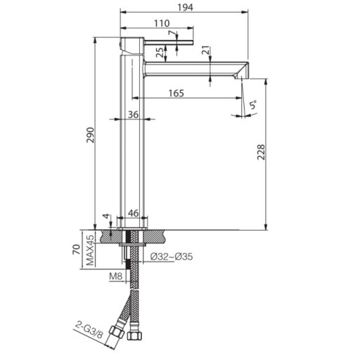 Grifo de lavabo alto monomando Toscana black gun metal de Imex [1]