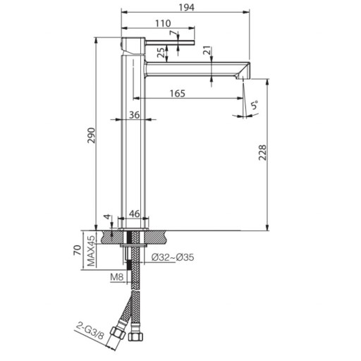 Grifo de lavabo alto monomando Toscana oro rosa cepillado de Imex [1]