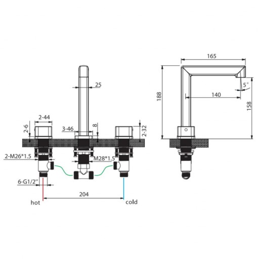Grifo bimando de lavabo Toscana oro rosa cepillado de Imex [1]