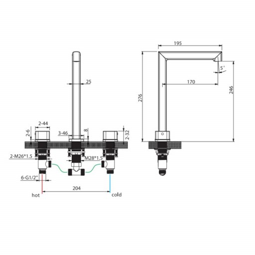Grifo bimando de lavabo alto sobre encimera Toscana cromo de Imex [1]