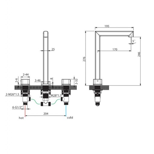 Grifo bimando de lavabo alto sobre encimera Toscana black gun metal de Imex [1]
