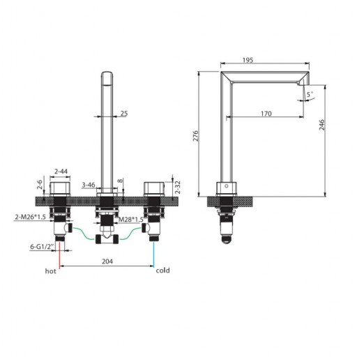 Grifo bimando de lavabo alto sobre encimera Toscana negro mate de Imex [1]