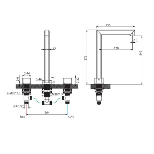 Grifo bimando de lavabo alto sobre encimera Toscana niquel cepillado de Imex [1]