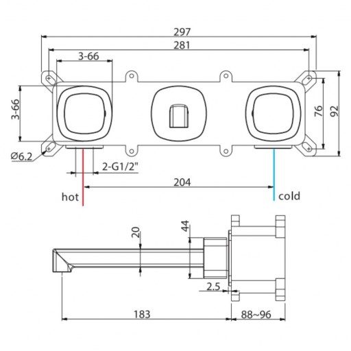 Grifo bimando de lavabo empotrado black gun metal de Imex [1]