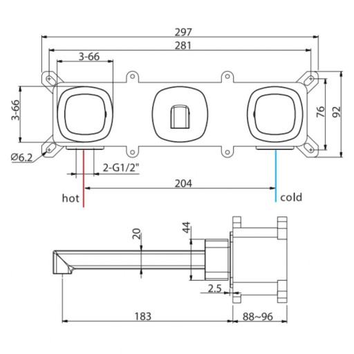 Grifo bimando de lavabo empotrado negro mate de Imex [1]