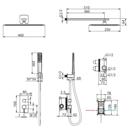 Conjunto monomando empotrado Toscana niquel cepillado de Imex [1]