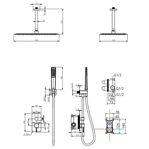 Conjunto de ducha empotrado monomando Arezzo negro mate de Imex [1]