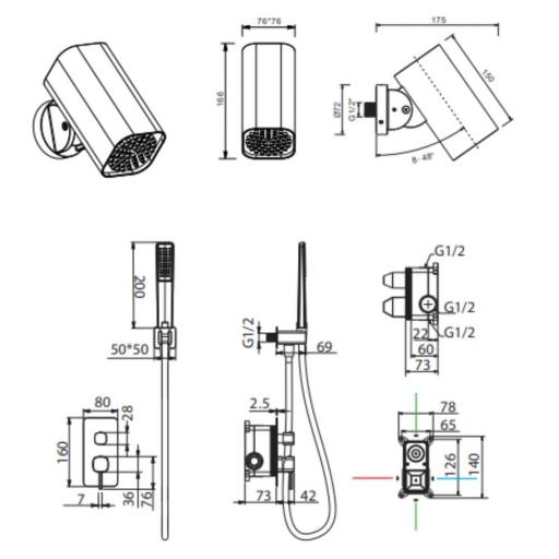 Conjunto de ducha empotrado monomando Toscana oro cepillado de Imex [1]
