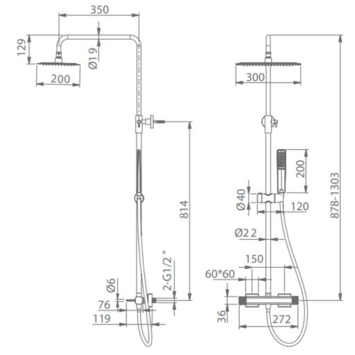 Conjunto barra de ducha monomando Firenze black gun metal de Imex [1]