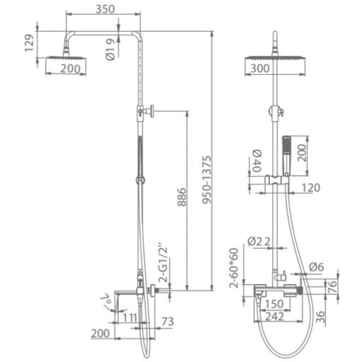 Conjunto barra de baño ducha monomando Firenze black gun metal de Imex [1]