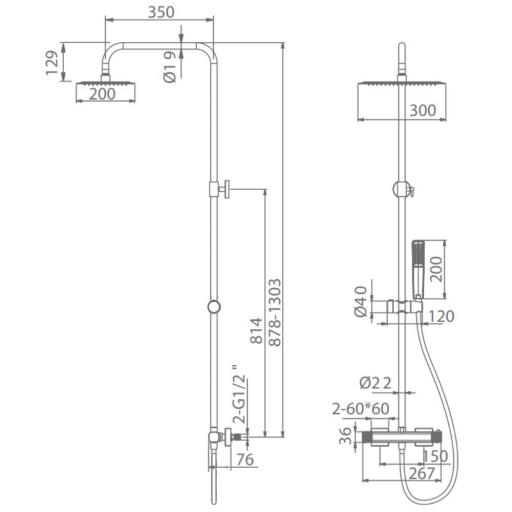 Conjunto barra de ducha termostático Firenze cromo de Imex [5]