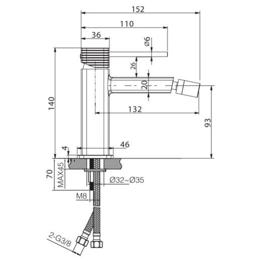 Grifo de bidé monomando Firenze niquel cepillado de Imex [1]