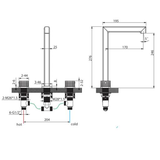 Grifo de lavabo alto bimando sobreencimera Firenze black gun metal de Imex [1]