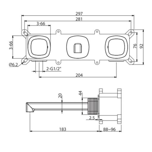 Grifo de lavabo bimando empotrado Firenze oro cepillado de Imex [1]