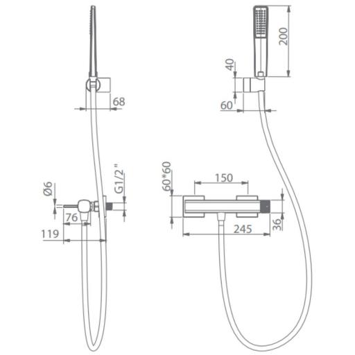 Kit ducha monomando Firenze black gun metal de Imex [1]