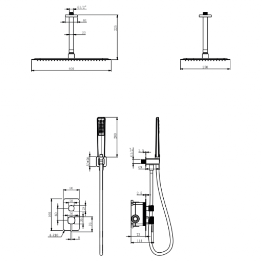 Conjunto de ducha monomando empotrado Sassari black gun metal de Imex [1]