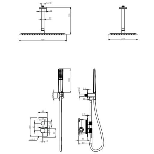 Conjunto de ducha termostático empotrado Firenze negro mate de Imex [1]