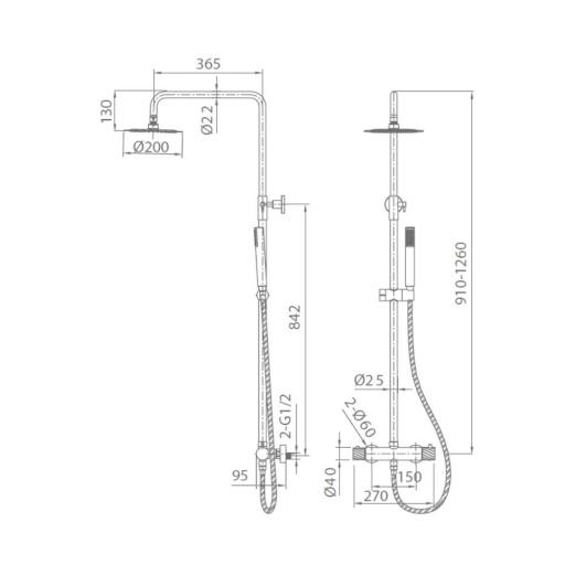 Conjunto barra de ducha termostático Bless de Imex [6]