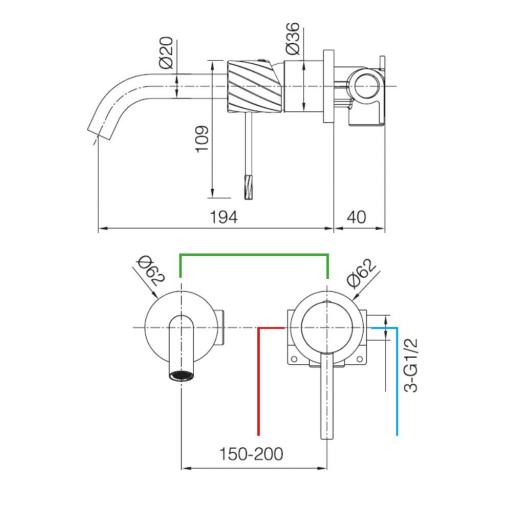 Grifo de lavabo monomando empotrado Bless de Imex [6]