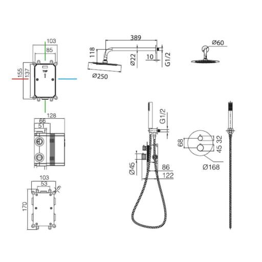 Conjunto de ducha empotrado termostático Bless de Imex [6]