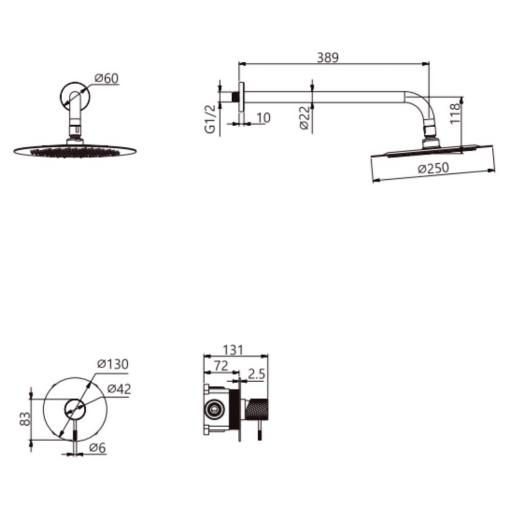 Set de ducha 1 vía rociador monomando empotrado Bless de Imex [6]
