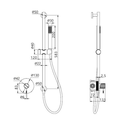 Set de ducha 1 vía barra con mango monomando Bless de Imex [6]