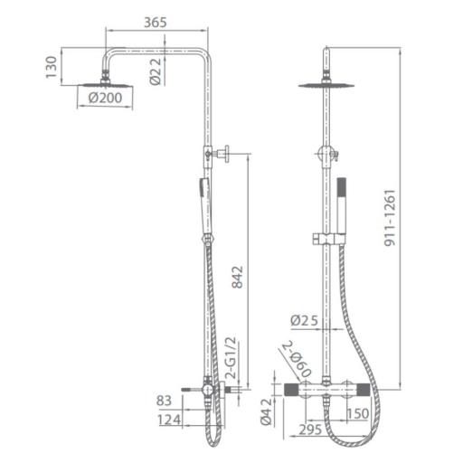 Conjunto barra de ducha termostático Genova de Imex [6]