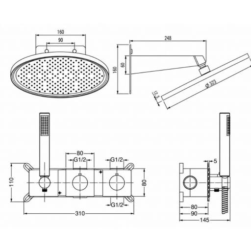 Conjunto de ducha empotrado termostático Inari de Imex [5]