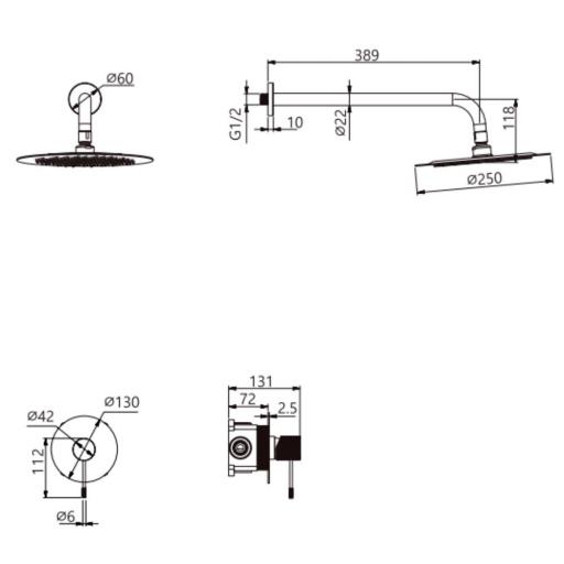 Set de ducha 1 vía rociador monomando empotrado Line de Imex [6]