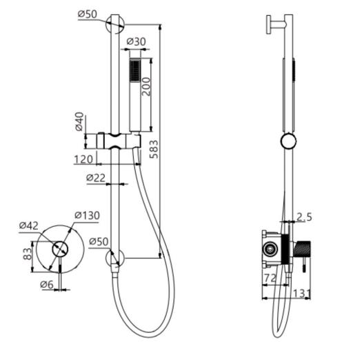 Set de ducha 1 vía barra con mango monomando Line de Imex [6]
