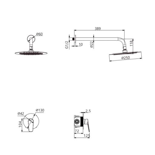Set de ducha 1 vía rociador monomando Belgica de Imex [4]