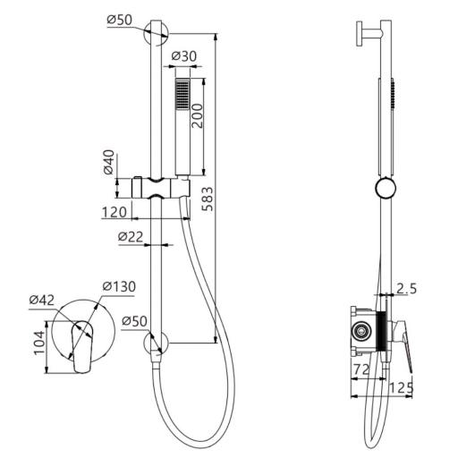 Set de ducha 1 vía barra con mango monomando Belgica de Imex [3]