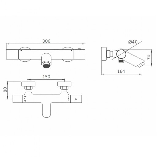 Grifo de baño termostático Monza níquel cepillado de Imex [2]