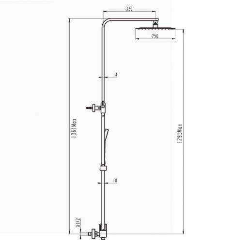 Columna de ducha monomando Inverter cuadrado blanco de Gme [1]